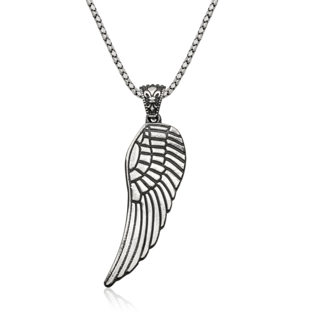 925 Sterling Silver Angel's Wing men’s necklace$HP - Picture 7 of 7